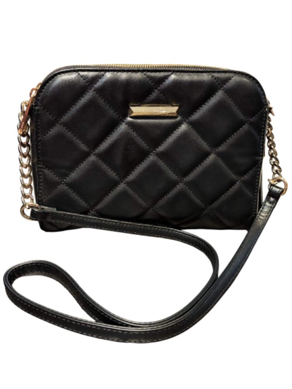 Black Quilted Double-Zipper Aldo Shoulder Bag
